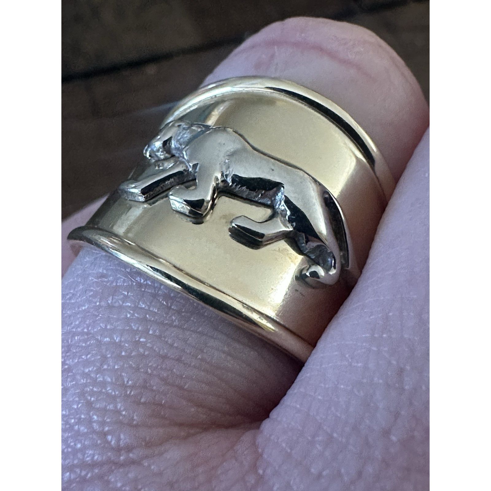 14k Solid Gold Two Tone Panther Open Ring Sz 85 Italy
